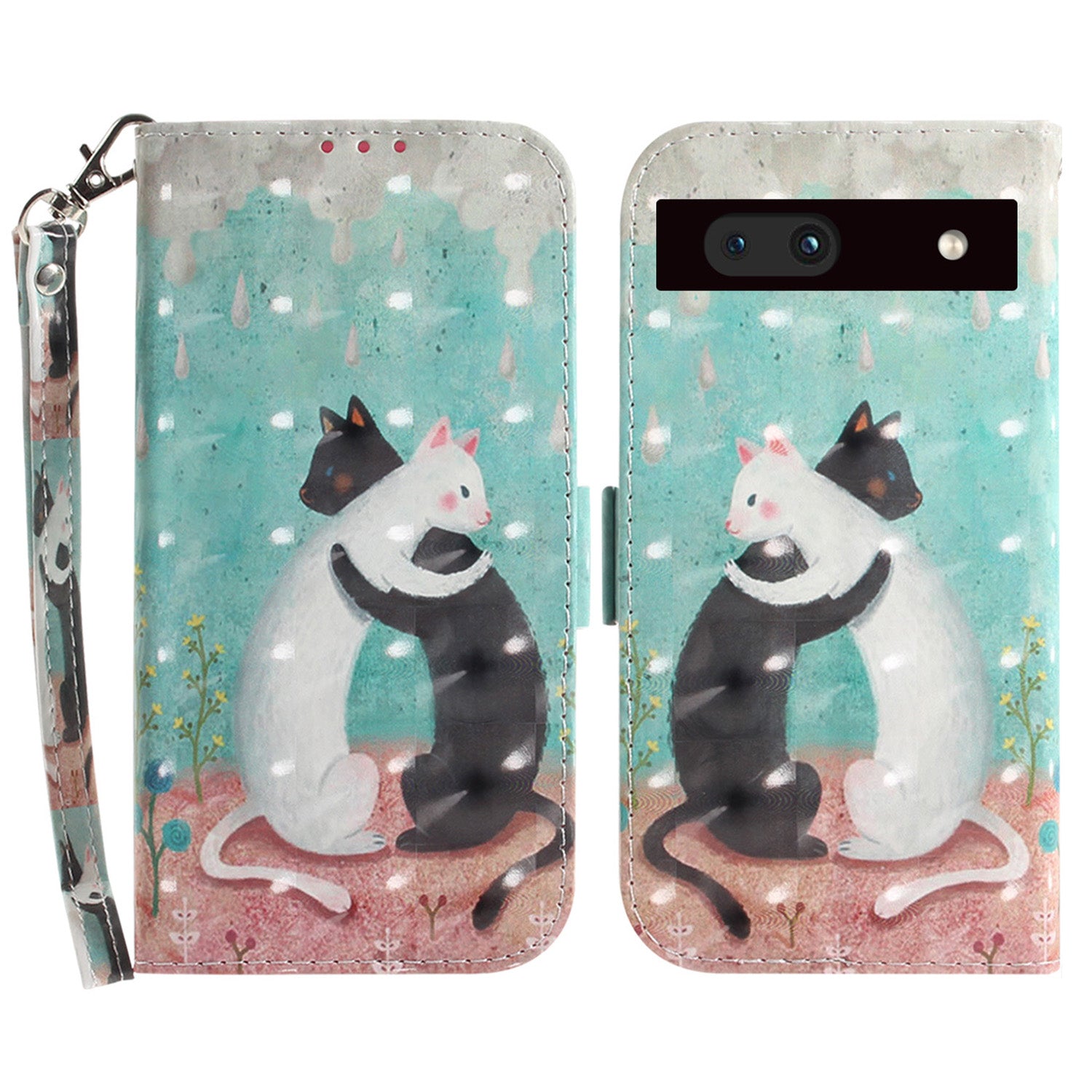 Shockproof Phone Cover Stand for Google Pixel 7a PU Leather 3D Pattern Printing Phone Flip Wallet Case with Strap Shockproof Phone Cover Stand for Google Pixel 7a PU Leather 3D Pattern Printing Phone Flip Wallet Case with Strap